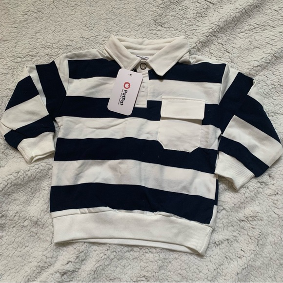 Pat Pat 2-piece Toddler Boy Stripe Polo shirt and Grey Pants Set | 3Y | NEW!! - Picture 2 of 12